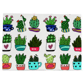 Cactus planten in kleurrijke pot grote cadeazak groot cadeauzakje (Achterkant)