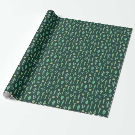Cactus Planten:  naadloze achtergrond Cadeaupapier (Uitgerold)