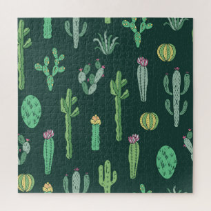 Cactus Planten: naadloze achtergrond Legpuzzel