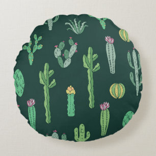 Cactus Planten: naadloze achtergrond Rond Kussen