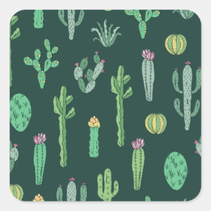 Cactus Planten: naadloze achtergrond Vierkante Sticker