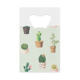 Cactus Planten Pots Flowers Pattern Cute Creditkaart Flessenopener