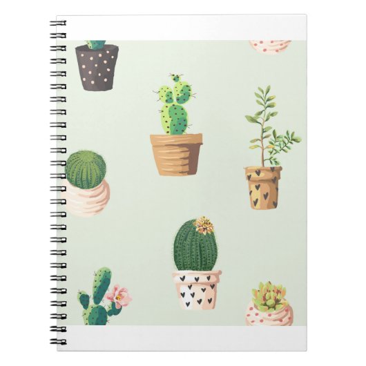Cactus Planten Pots Flowers Pattern Cute Notitieboek (Voorkant)