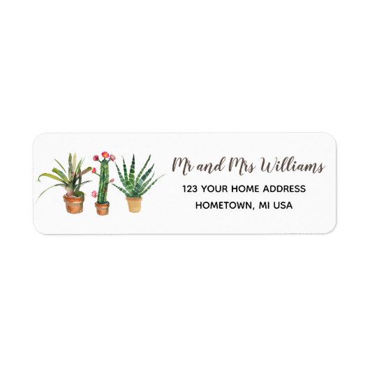 Cactus Planten Succulent Return Address Etiket (Voorkant)