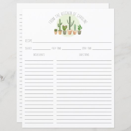 Cactus Planten Succulents Recipable Card Multomap (Voorkant / Achterkant)
