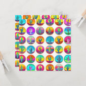 Cactus pop kunst sappige planten tuinieren kaart (Voorkant / Achterkant in situ)