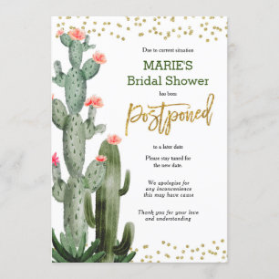 Cactus Postponed Announcement Invitation Kaart
