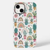 Cactus Pot with Plants, Flowers and Rainbows Case-Mate iPhone Case (Achterkant)