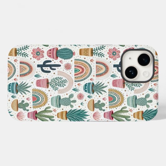 Cactus Pot with Plants, Flowers and Rainbows Case-Mate iPhone Case (Achterkant (horizontaal))
