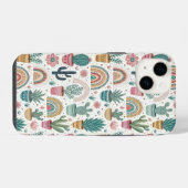 Cactus Pot with Plants, Flowers and Rainbows iPhone Hoesje (Achterkant horizontaal)