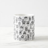 Cactus Potplanten Cute Patroon Zwart & Wit Koffiemok (Center)