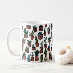 Cactus potplanten leuk patroon kleurrijk koffiemok
