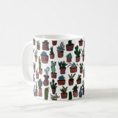 Cactus potplanten leuk patroon kleurrijk koffiemok (Voorkant links)