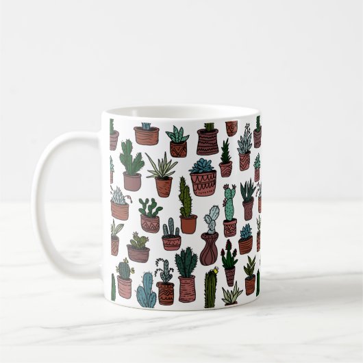 Cactus potplanten leuk patroon kleurrijk koffiemok (Links)