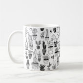 Cactus Potplanten Leuke Patroon Zwart & Wit Koffiemok (Links)