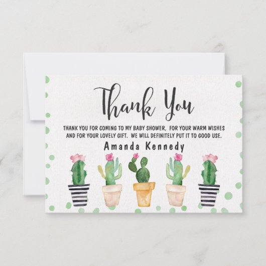 Cactus Pots Baby shower Hartelijk dank Kaart (Voorkant)
