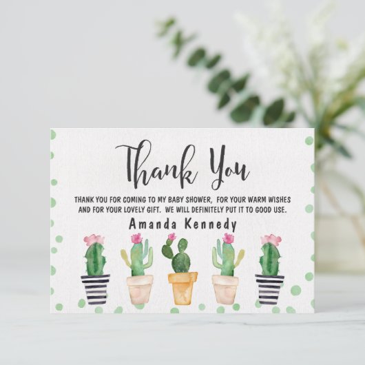 Cactus Pots Baby shower Hartelijk dank Kaart (Staand voorkant)