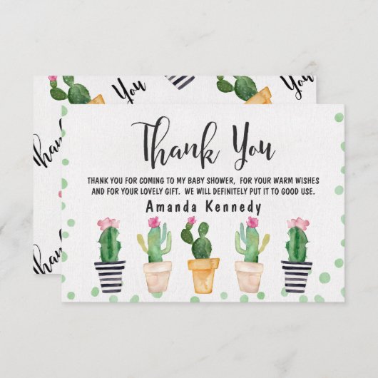 Cactus Pots Baby shower Hartelijk dank Kaart (Voorkant / Achterkant)