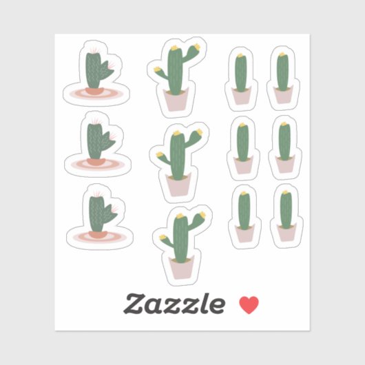 Cactus Potted Botanische Cactussen Woestijn Sticker (Vel)
