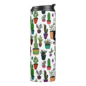 Cactus Potted Planten Schattige Patroon Custom Gif Thermosbeker (Gedraaid links)