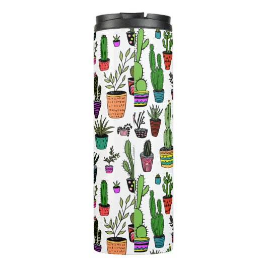 Cactus Potted Planten Schattige Patroon Custom Gif Thermosbeker (Achterkant)