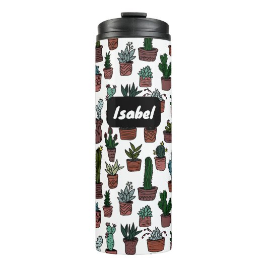 Cactus Potted Planten Schattige Patroon Custom Gif Thermosbeker (Voorkant)