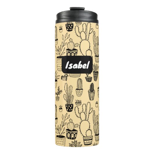 Cactus Potted Planten Schattige Patroon Custom Gif Thermosbeker (Voorkant)