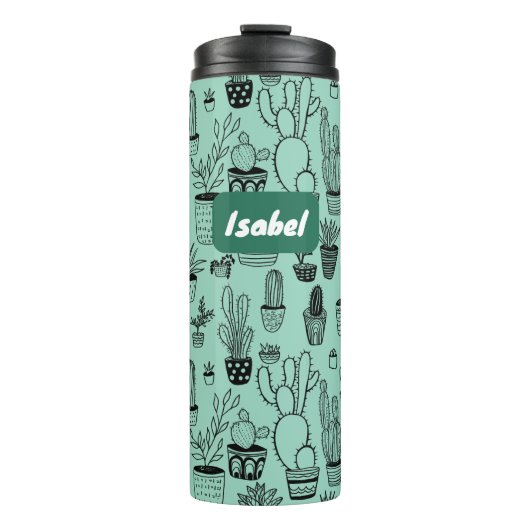 Cactus Potted Planten Schattige Patroon Custom Gif Thermosbeker (Voorkant)