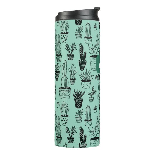 Cactus Potted Planten Schattige Patroon Custom Gif Thermosbeker (Gedraaid links)