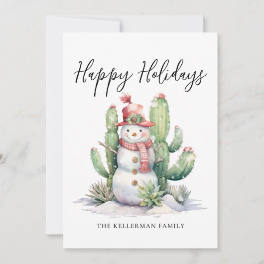 Cactus Prettige Feestdagen Kerstmis Feestdagenkaart (Voorkant)