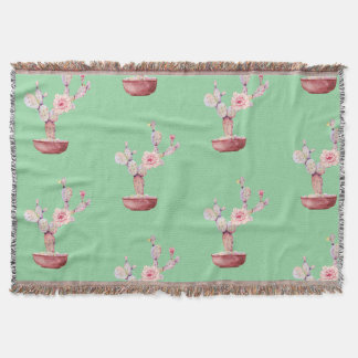 Cactus Prickly Pear Waterverf Green Deken