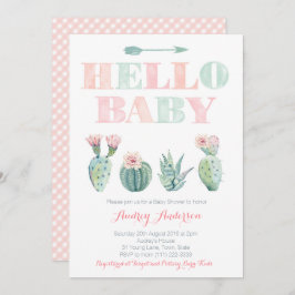 Cactus Prickly Prickly Pink Green Baby shower Kaar Kaart
