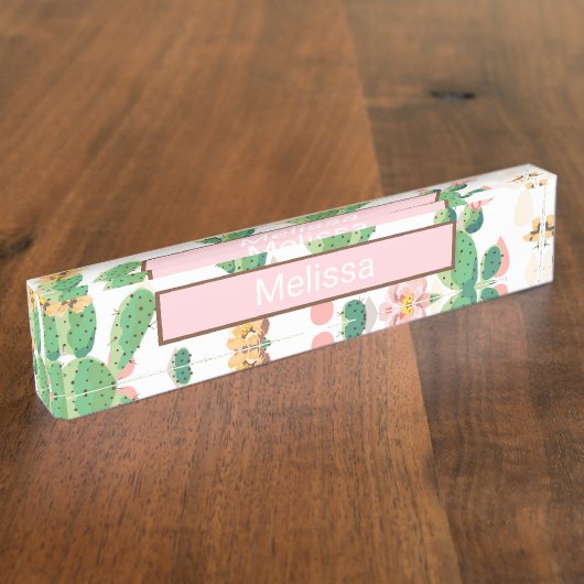 Cactus Print Desk Name Bord Naambordje (Zijkant)