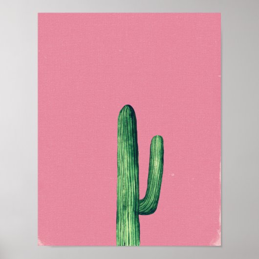 Cactus print. Planten op roze illustratie Poster (Voorkant)