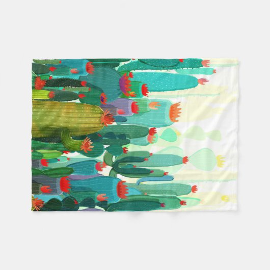Cactus Print | Veel cactus Fleece Deken (Voorkant (Horizontaal))
