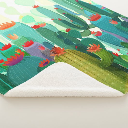 Cactus Print | Veel cactus Sherpa Deken (3/4)