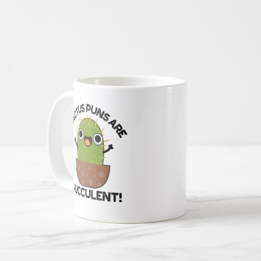 Cactus Puns is een succesvol grappig Plant Koffiemok (Voorkant links)