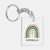 Cactus Rainbow aangepaste tekst Modern woestijn Sleutelhanger (Voorkant Links)