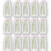 Cactus Rainbow Green Roze Doodle Art Sticker (Voorkant)