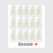 Cactus Rainbow Green Roze Doodle Art Sticker (Vel)