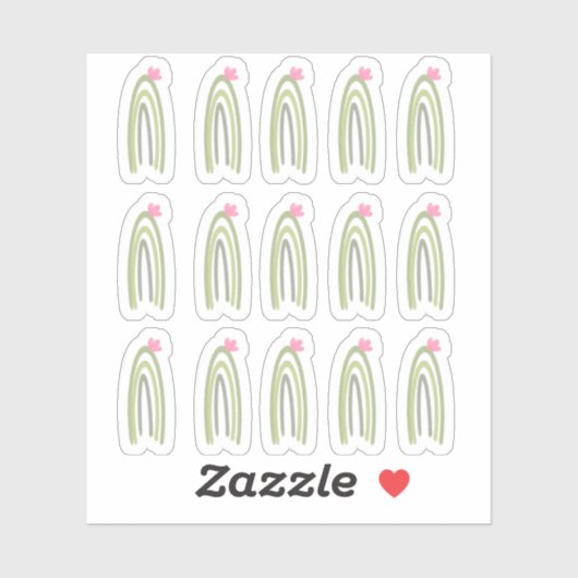 Cactus Rainbow Green Roze Doodle Art Sticker (Vel)