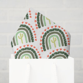 Cactus Rainbow Oranje Green White Modern Tissuepapier
