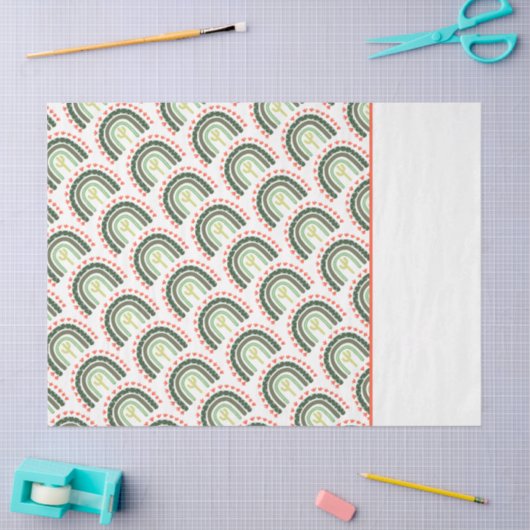 Cactus Rainbow Oranje Green White Modern Tissuepapier (Craft)