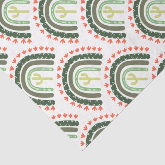 Cactus Rainbow Oranje Green White Modern Tissuepapier (Detail)