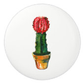 Cactus Red Green Plant Boho Rustic Southwestern Keramische Knop (Voorkant)
