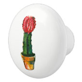 Cactus Red Green Plant Boho Rustic Southwestern Keramische Knop (Rechts)