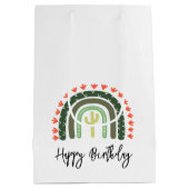 Cactus Regenboog Gelukkige Verjaardag Modern Deser Medium Cadeauzakje (Achterkant)