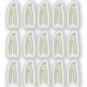Cactus Regenboog Groen Roze Doodle Kunst Sticker (Voorkant)