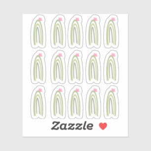 Cactus Regenboog Groen Roze Doodle Kunst Sticker
