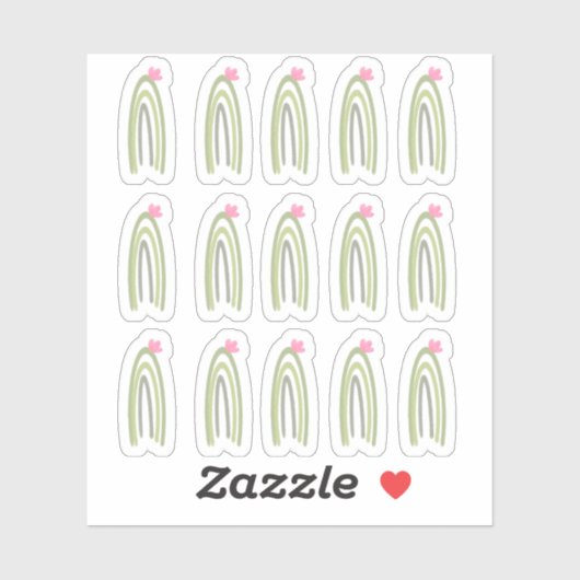 Cactus Regenboog Groen Roze Doodle Kunst Sticker (Vel)
